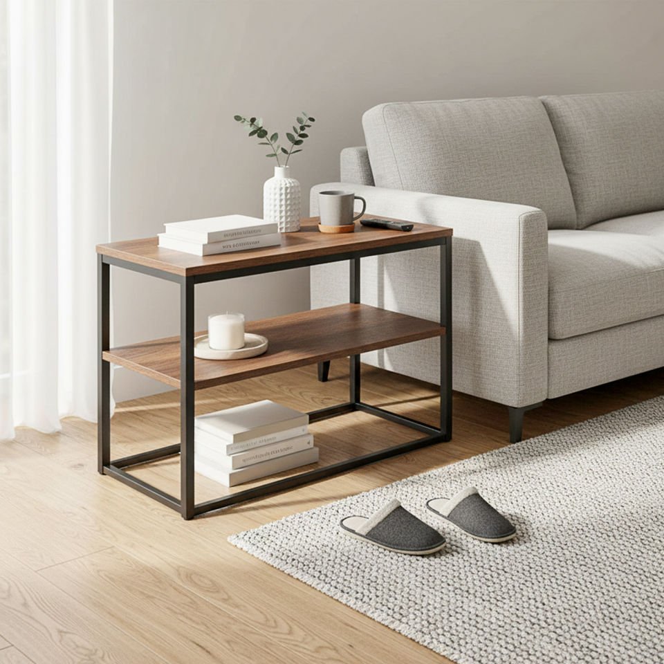 Grace 72 Yan Sehpa Siyah-Ceviz