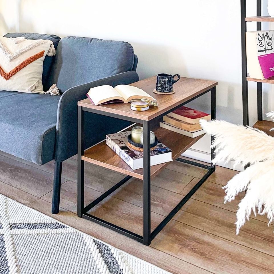 Grace 72 Yan Sehpa Siyah-Ceviz