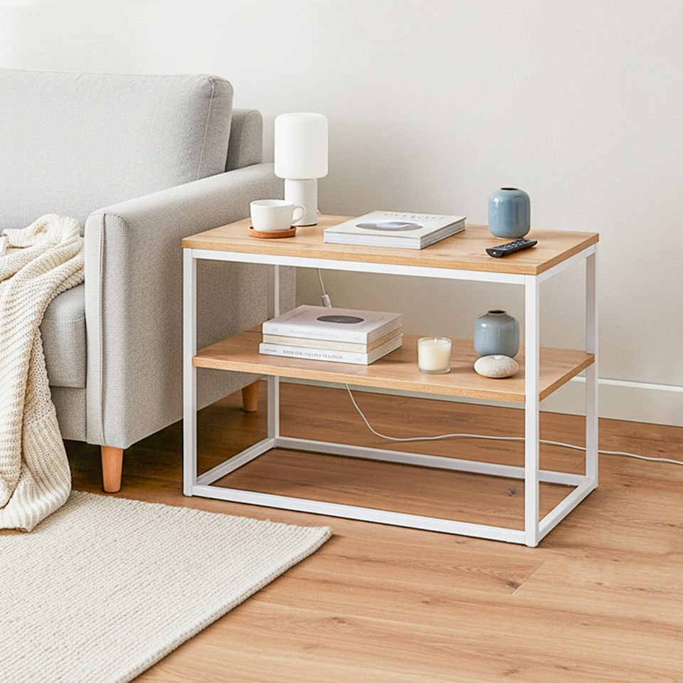 Grace 72 Yan Sehpa Beyaz-Meşe