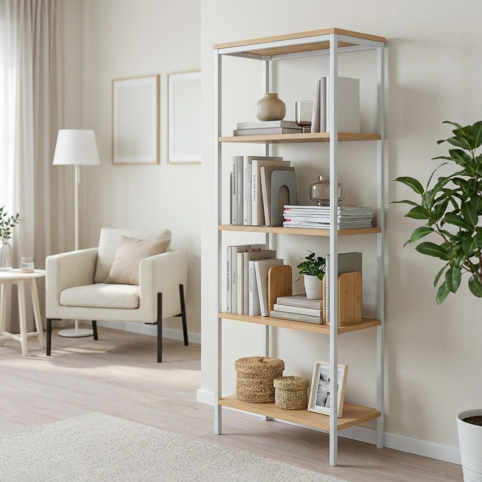 Connell 60 Kitaplık Beyaz-Meşe