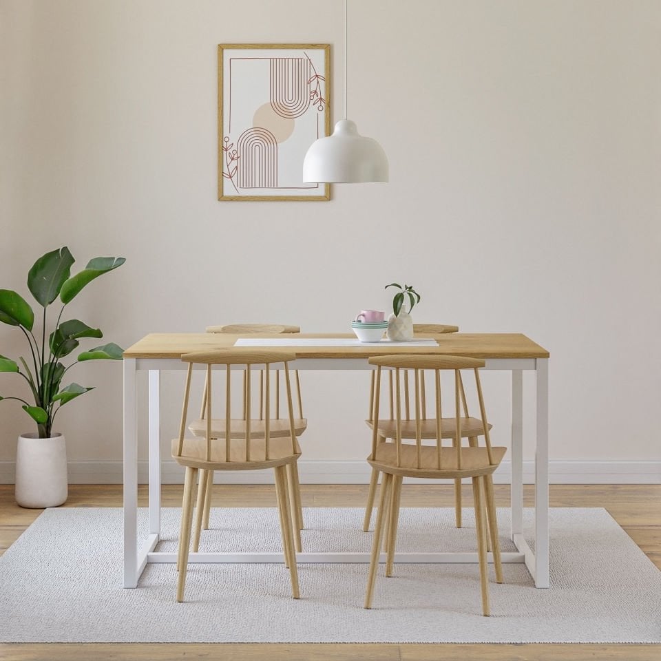 Hector 139 Yemek Masası Beyaz-Meşe