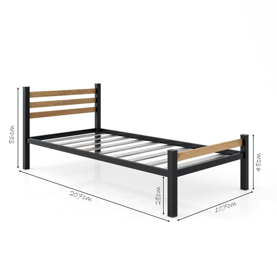 Hercules 100X200 Tek Kişilik Karyola Siyah