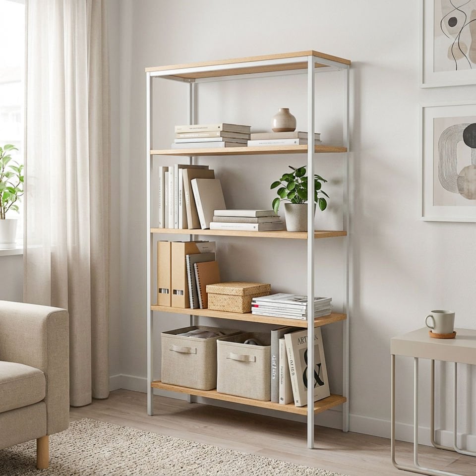 Connell 90 Kitaplık Beyaz-Meşe