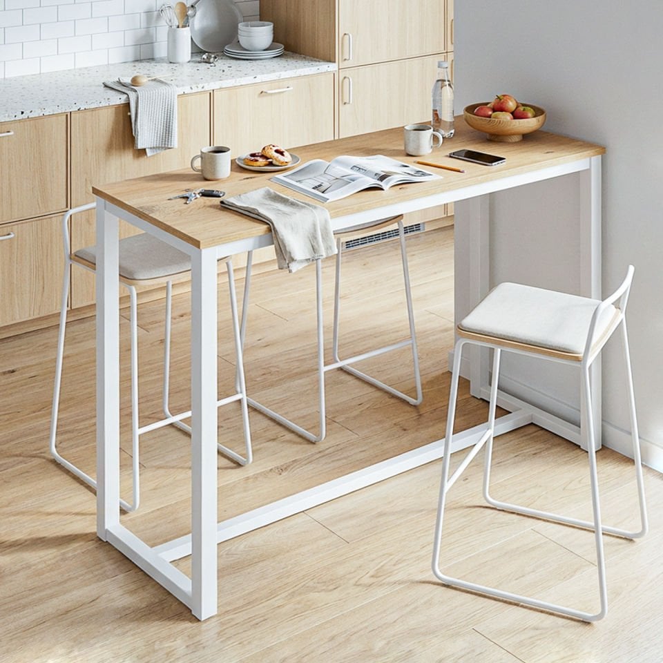 Hector 113 Bar Masası Beyaz-Meşe