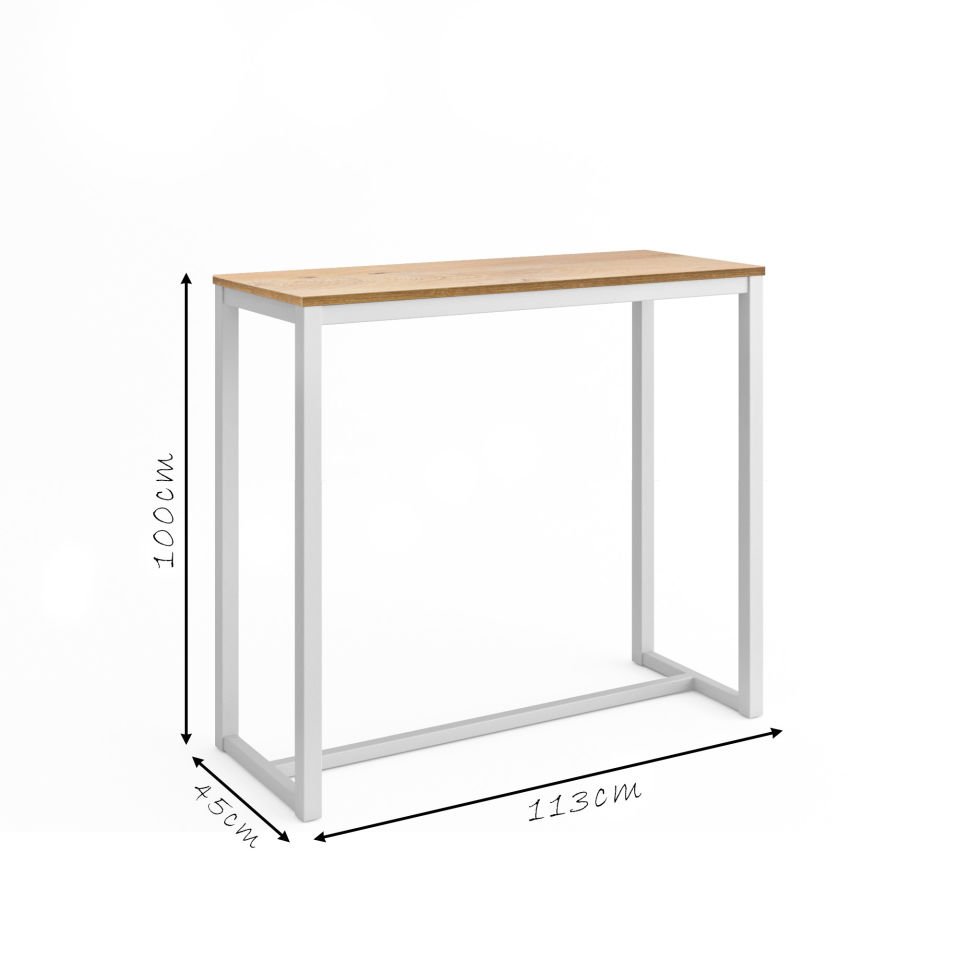 Hector 113 Bar Masası Beyaz-Meşe