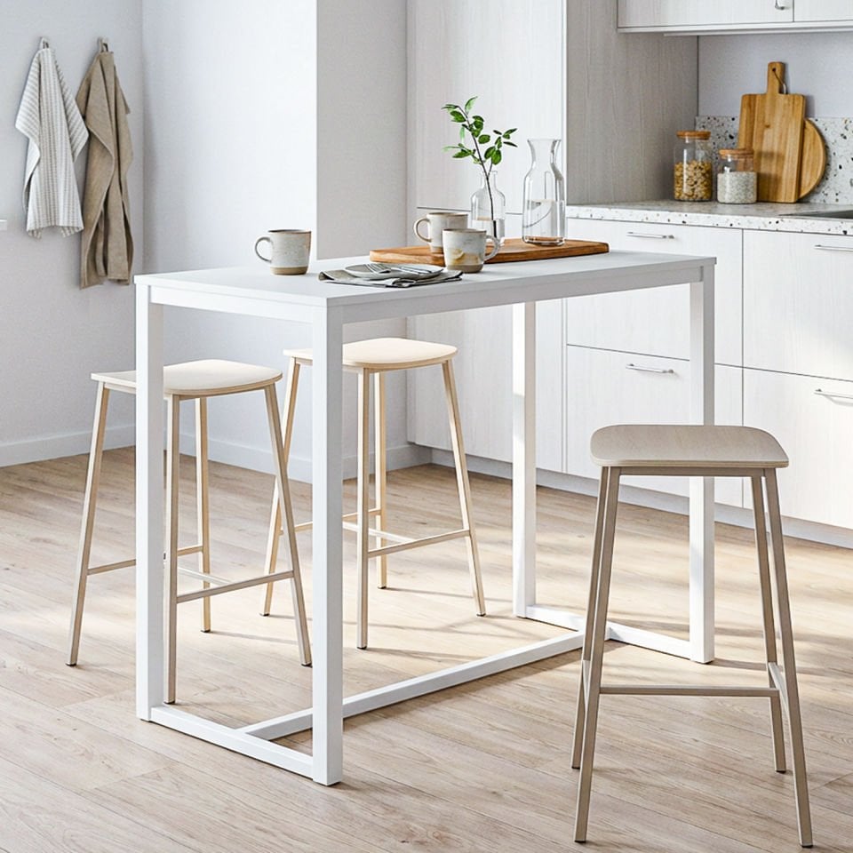 Hector 120 Bar Masası Beyaz-Beyaz