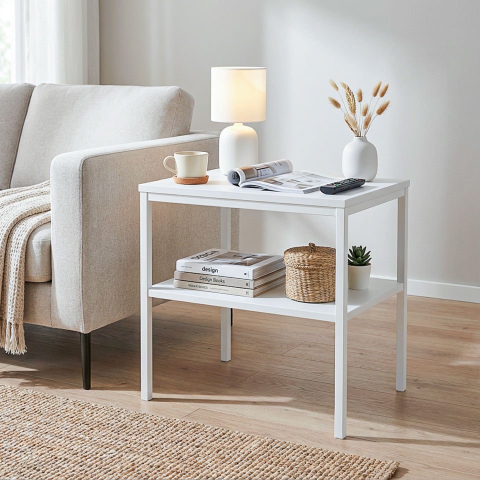 Connell 55 Yan Sehpa Beyaz-Beyaz