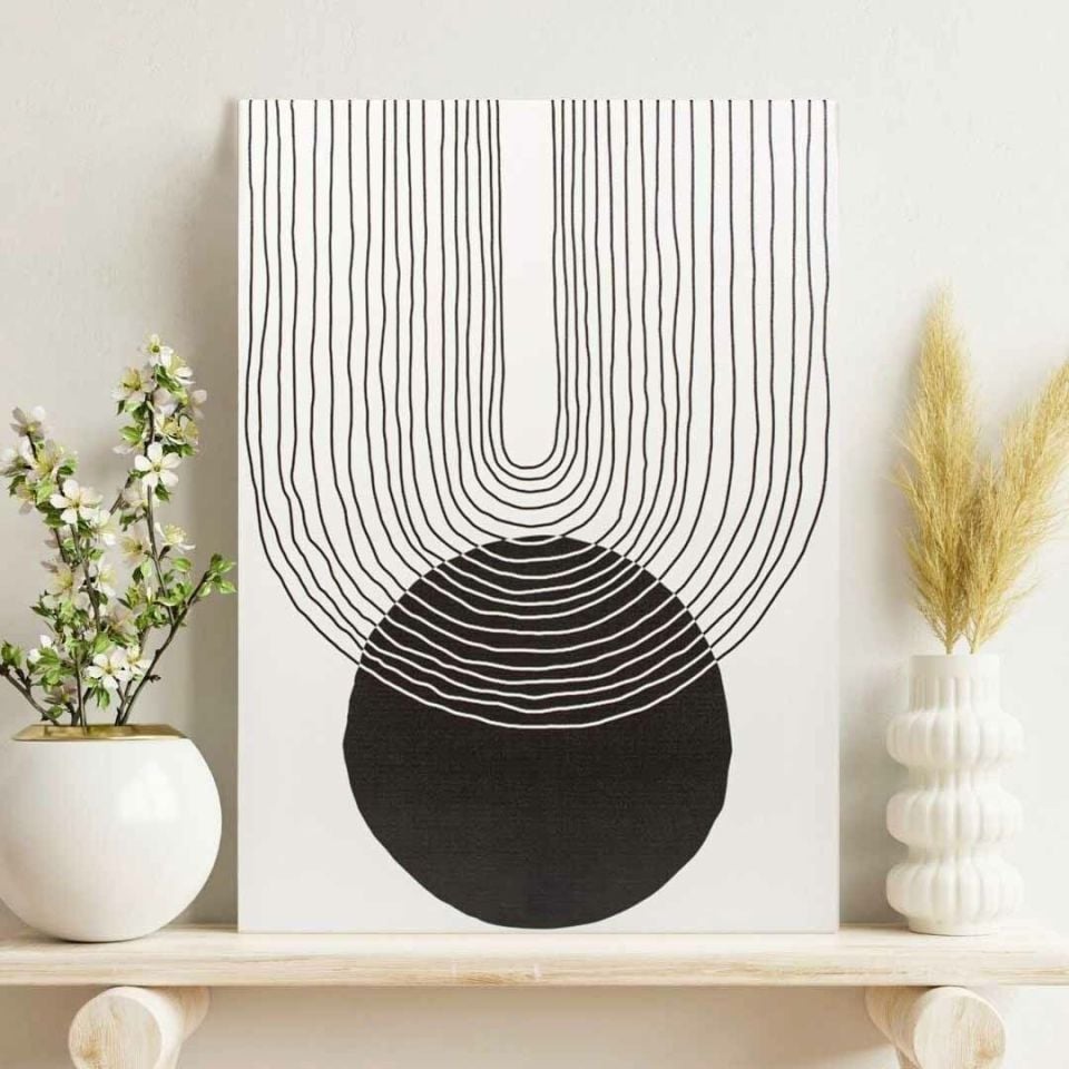 Siyah Beyaz Gökkuşağı ve Güneş 30CMX40CM
