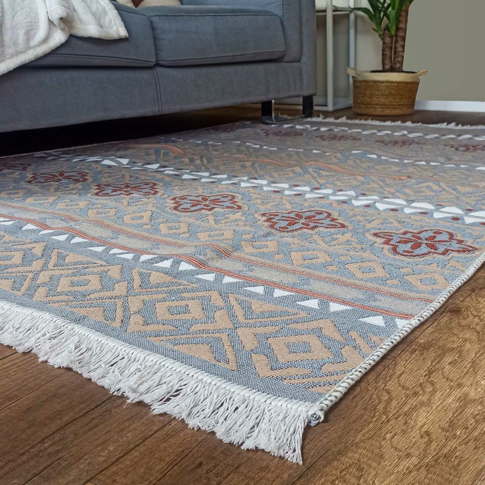 Çift Taraflı Geometrik Desenli Kilim 160X230