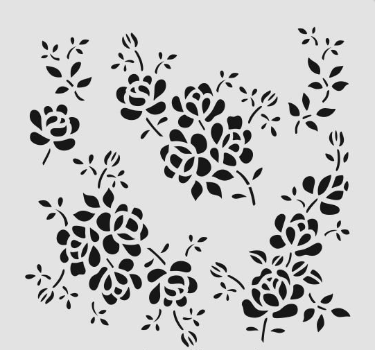 Çiçek Desen Stencil Şablon (25x25) F-098