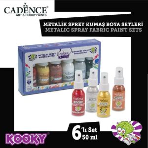 Cadence Kooky Metalik Sprey Kumaş Boyası 50ml 6 lı Set