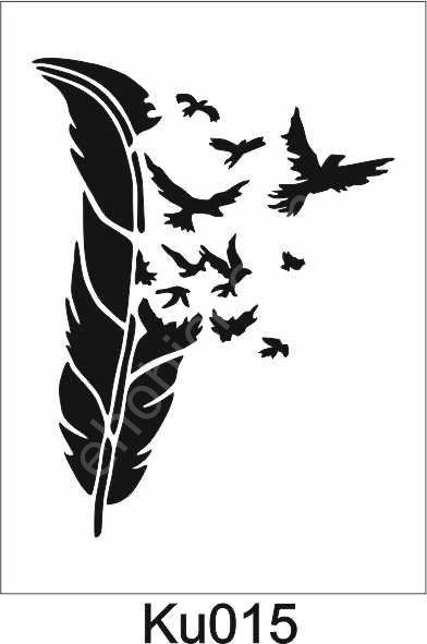 Kuş Temalı Desenler Stencil Şablon (21x30) KU-015