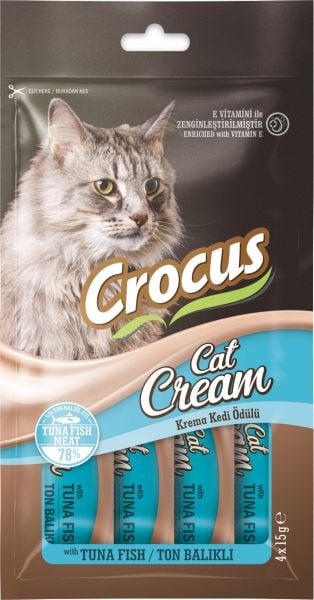 Crocus Ton Balıklı 4x15 gr Krema Kedi Ödül Maması