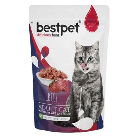 BestPet Jelly Pouch Sığır Etli Yetişkin Kedi Konservesi 85gr (stt.10/2026)