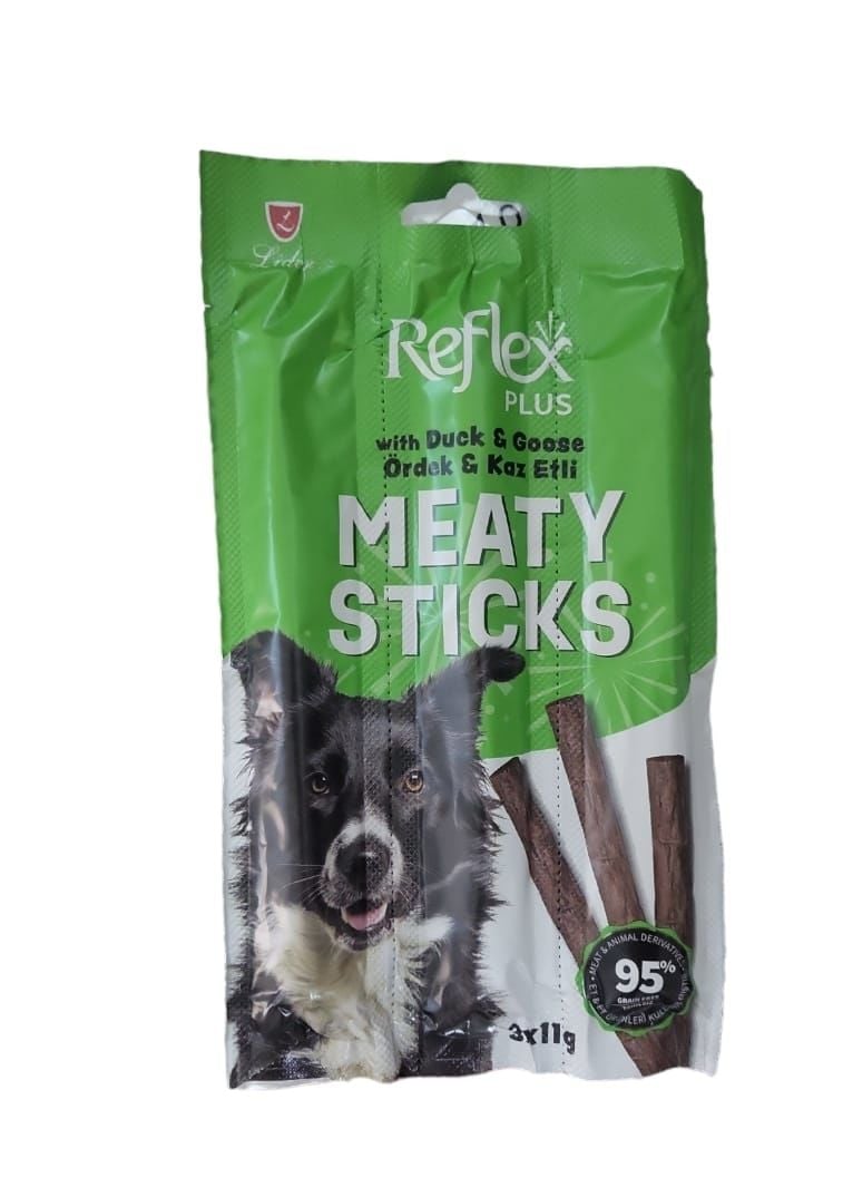 Reflex Plus Meaty Sticks Ördekli ve Kaz Etli Köpek Ödül Çubuk (3x11gr) 33 gr (stt:06/2026)