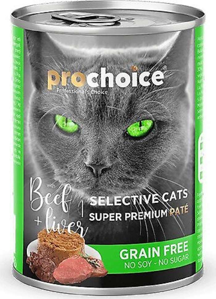 Prochoice Selective Cats Tahılsız Sığır Etli ve Ciğerli Yetişkin Kedi Konservesi 400 gr.(stt.01/2025)