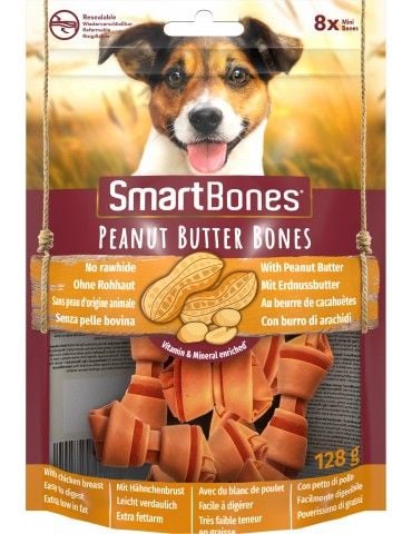 Smart Bones Tavuklu ve Fıstık Ezmeli Küçük Ödül Mamaları 8 Adet (128g)