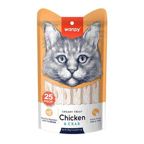 Wanpy Creamy Tavuklu ve Yengeçli Krema Kedi Ödülü 25 X 14 gr (stt:04/2026)