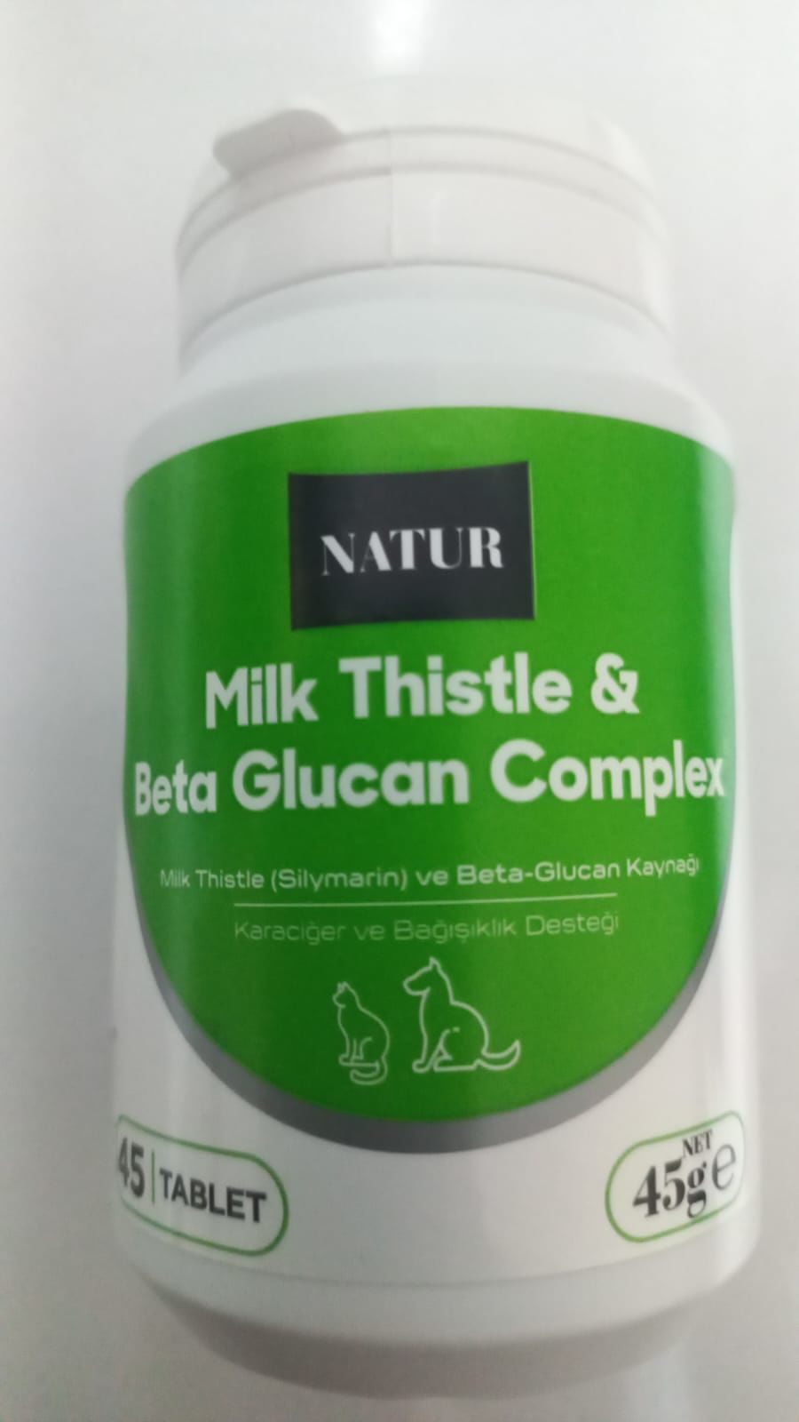 Natur Milk Thistle & Beta Glucan Complex Kedi ve Köpek Karaciğer ve Bağışıklık Destek Ürünü 45 Tablet (stt:08/2026)