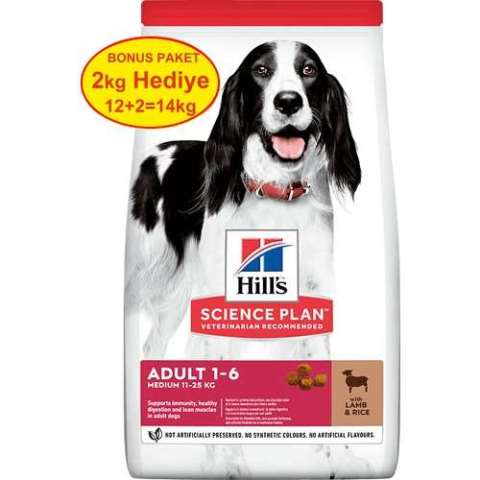 Hills Medium Adult Kuzu Etli Yetişkin Köpek Maması 12+2kg Bonus(stt:07/2025)