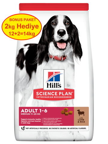 Hills Medium Adult Kuzu Etli Yetişkin Köpek Maması 12+2kg Bonus(stt:05/2025)
