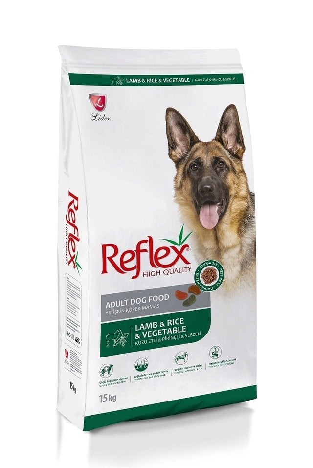 Reflex Kuzu Etli Pirinçli ve Sebzeli Yetişkin Köpek Maması 15 Kg(stt.03/2025)