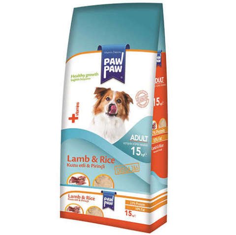 Paw Paw (PawPaw) Kuzu Etli-Pirinçli Yetişkin Köpek Maması-15kg-Yeni Formül(stt.06/2025)