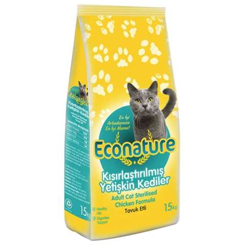 Econature Tavuklu Kısırlaştırılmış Yetişkin Kedi Maması 15 kg (stt:07/2025)