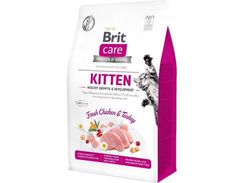 Brit Care Kitten Hypo-Allergenic Sağlıklı Büyüme için Tavuklu ve Hindili Tahılsız Yavru Kedi Maması 7kg(stt.06/2025)