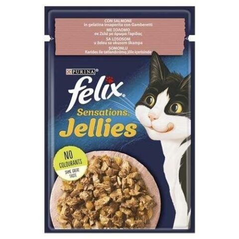 Felix Sensations Jellies Somonlu Karidesli Yetişkin Kedi Yaş Maması 85 gr (stt:05/2025)