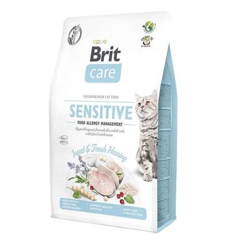 Brit Care Sensitive Food Allergy Managment Böcekli Taze Ringa Balıklı Gıda İntoleransı ve Alerjisi olan Kediler için Tahılsız Mama2 kg (stt.12/2024)