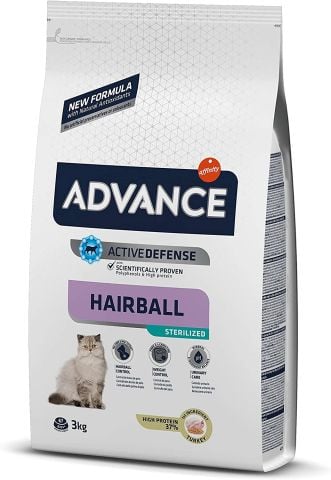 Advance Hairball Sterilized Hindili Kısırlaştırılmış Kedi Maması 3 kg (stt.06/2024)