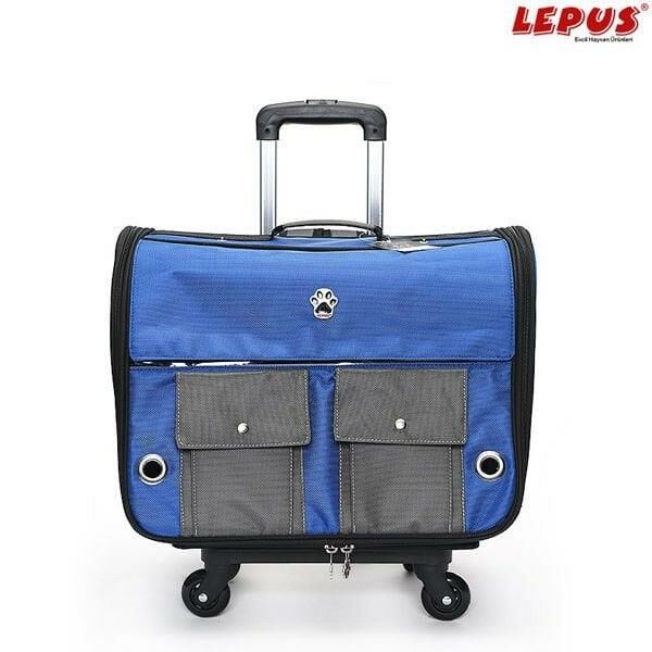 Lepus Travel Bag Kedi ve Köpek Tekerlekli Taşıma Çantası (mavi- 34x46x29cm)