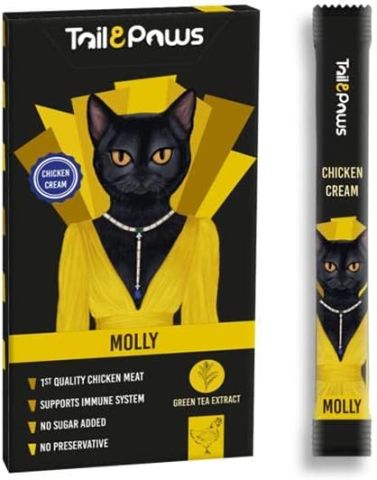 Tailpaws Molly Şekersiz Tavuklu Kedi Ödül Kreması (5x15gr)