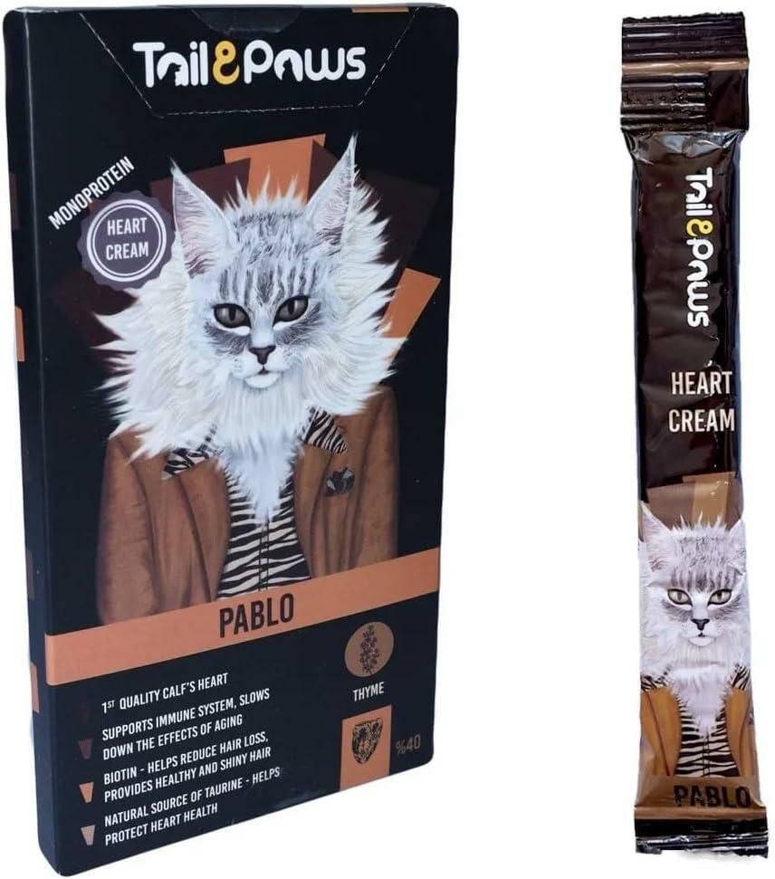 Tailpaws Pablo Şekersiz Dana Kalbi Kedi Ödül Kreması (5x15gr)