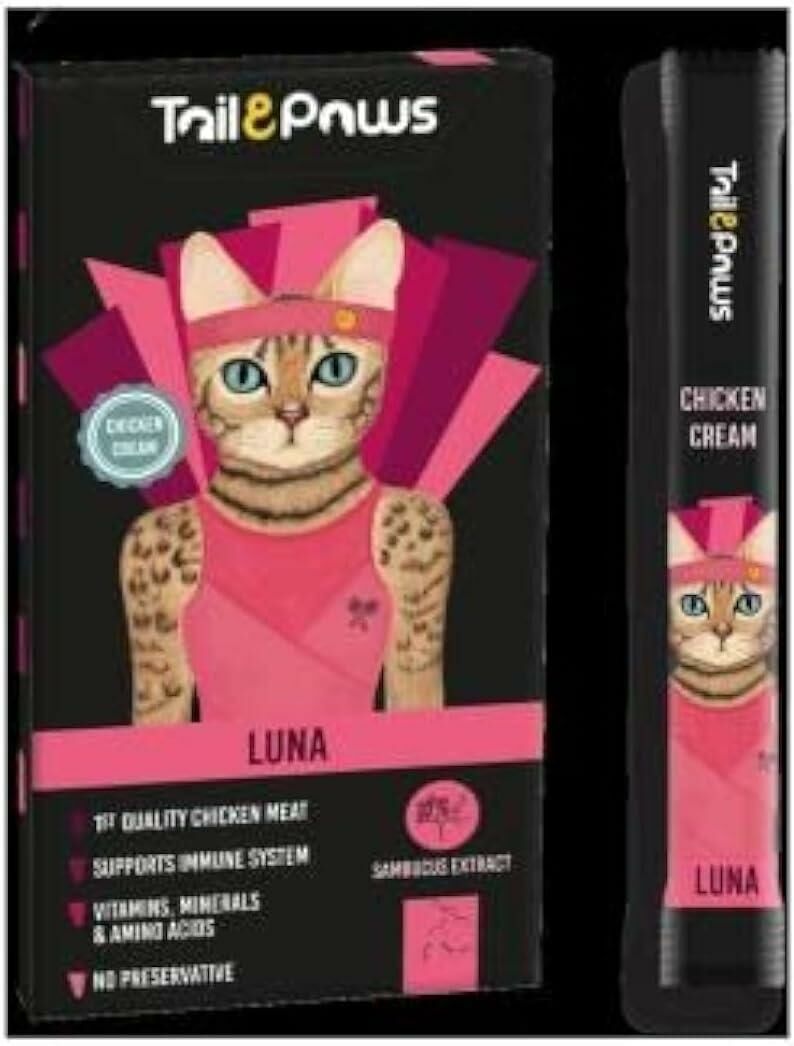 Tailpaws Luna Tavuklu Şekersiz Kedi Ödül Kreması (5x15gr)