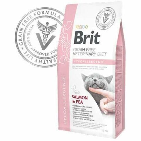 Brit Veterinary Diet Hypoalergenic Deri Sağlığı Destekleyici Tahılsız Kedi Maması 5 kg (stt:04/2025)