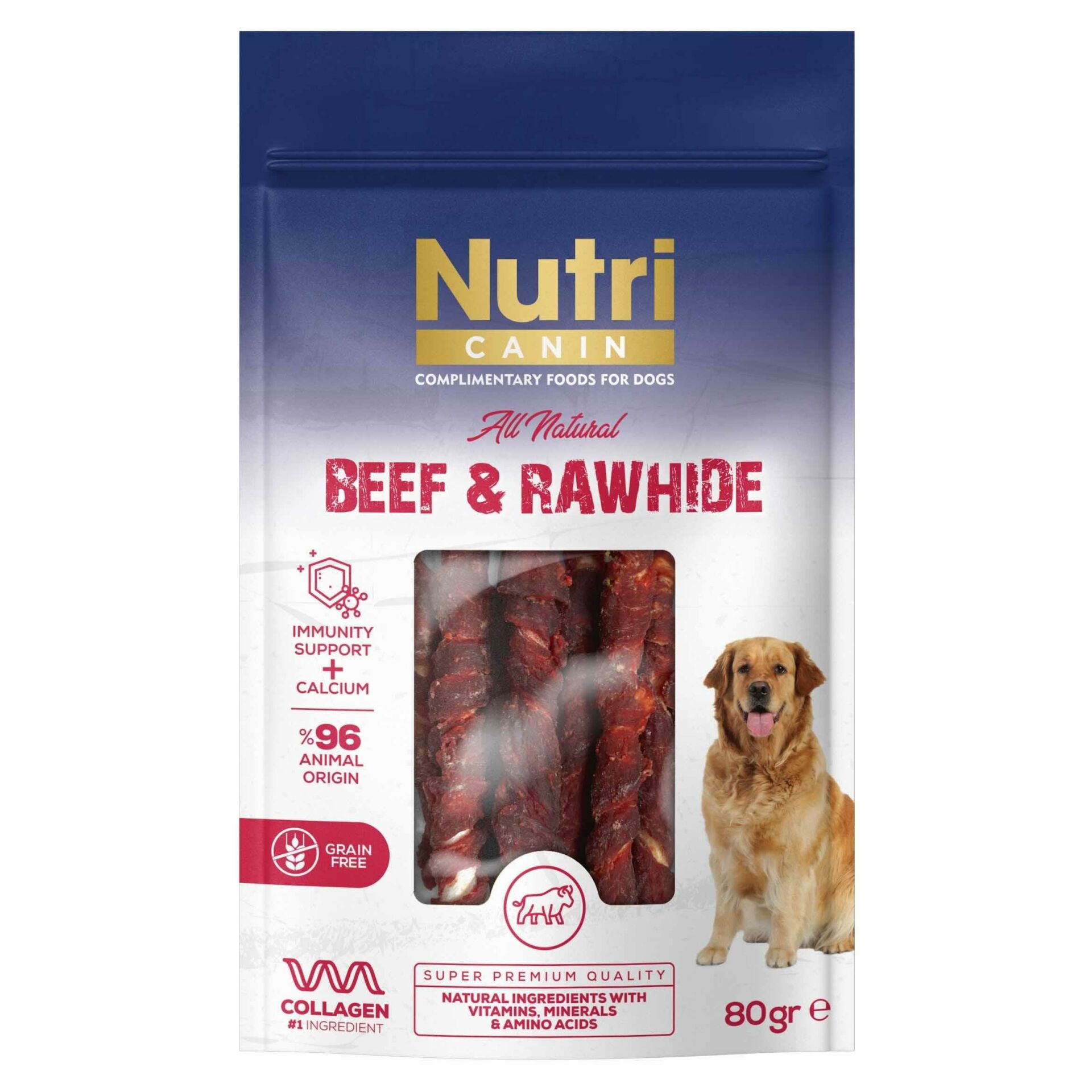 Nutri Canin Sığır Eti Sarılı Köpek Ödül Kemikleri 80gr