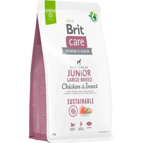 Brit Care Large Breed Junior  Digest & Relax Sustainable Tavuklu Böcekli  Büyük Irk Yavru Köpek Maması 12 kg (stt: 07/2025)