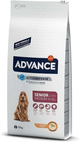 Advance Senior Medium Tavuklu Yaşlı Orta Irk Köpek Maması 12 kg (stt: 05/2025)