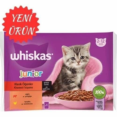 Whiskas Junior Sığırlı Tavuklu Yavru Kedi Konservesi 4 x 85 gr (stt:01/2025)