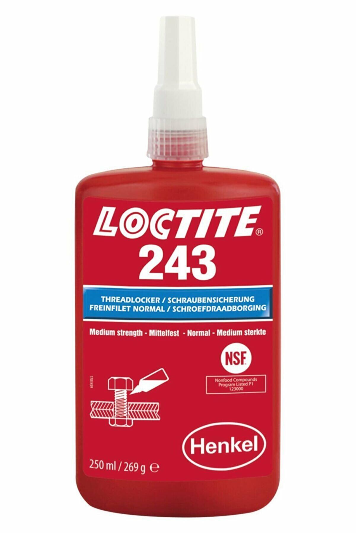 LOCTITE 243 - Cıvata Sabitleyici Orta Mukavemetli 250ml