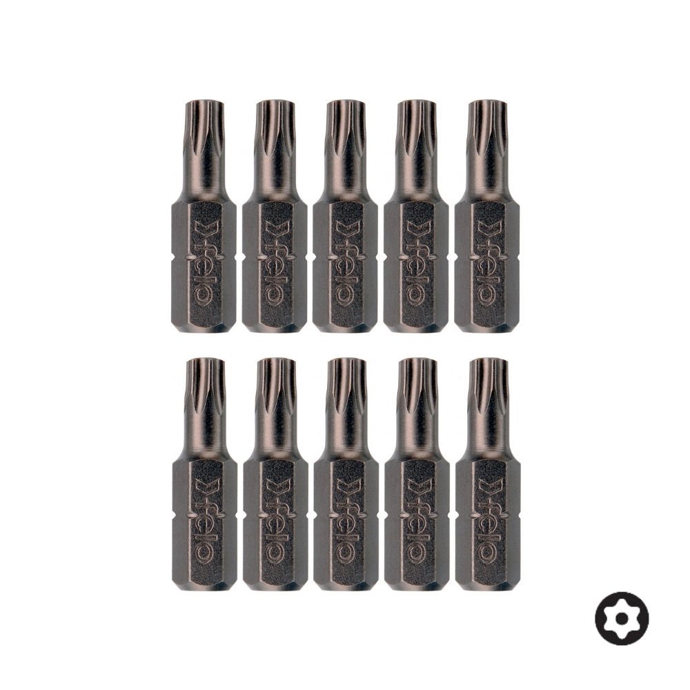 FELO Torx Bits Uç T10x25mm Delikli - 10 Adet (02710010)