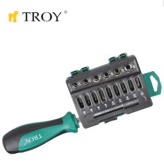 TROY 22316 Bits Uç-Lokma-Tornavida Seti, 16 Parça