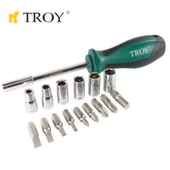 TROY 22316 Bits Uç-Lokma-Tornavida Seti, 16 Parça