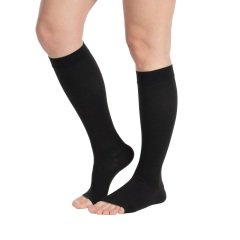 WINGMED Ccl 2 Diz Altı Burnu Açık Çorap (Siyah) (W 1329)