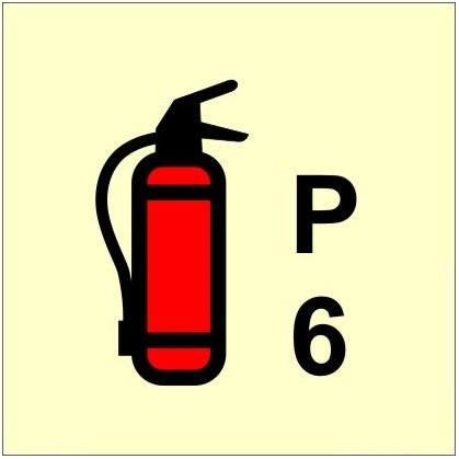 Powder Fire Extinguisher P6 - IMO Sembolü 15x15cm Fosforlu Yapışkanlı