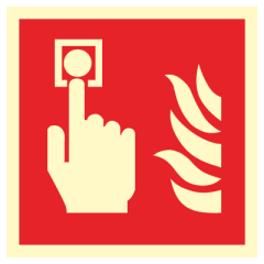 Fire Alarm Manually Call Point - IMO Sembolü 15x15cm Fosforlu Yapışkanlı