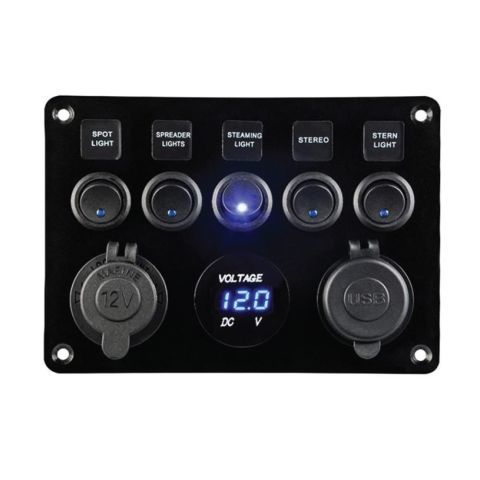 BFY 6'lı Switch Panel Otomatik Sigorta ve Işıklı Şarj,Usb,Voltmetre
