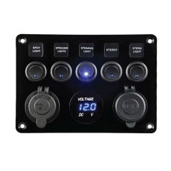 BFY 6'lı Switch Panel Otomatik Sigorta ve Işıklı Şarj,Usb,Voltmetre